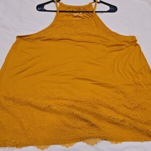 Torrid Mustard Lace Trim Tank Top